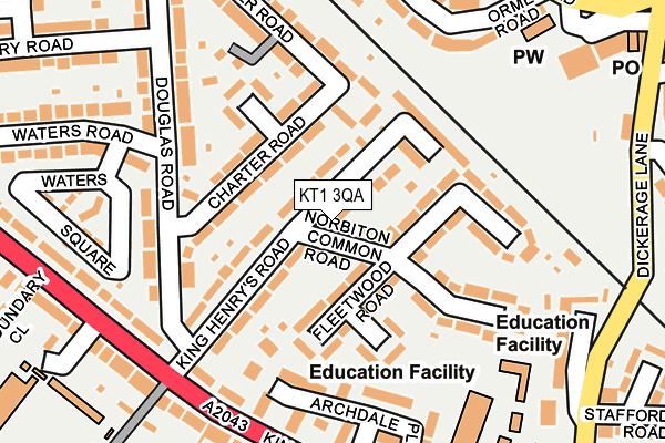 KT1 3QA map - OS OpenMap – Local (Ordnance Survey)