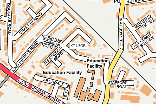 KT1 3QB map - OS OpenMap – Local (Ordnance Survey)