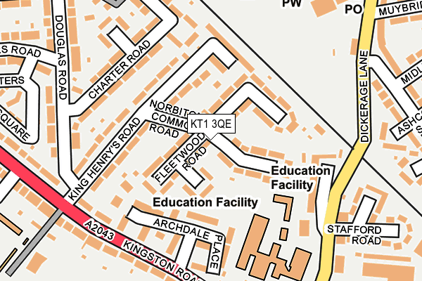 KT1 3QE map - OS OpenMap – Local (Ordnance Survey)