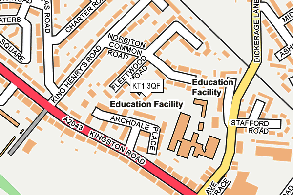 KT1 3QF map - OS OpenMap – Local (Ordnance Survey)