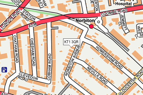 KT1 3QR map - OS OpenMap – Local (Ordnance Survey)