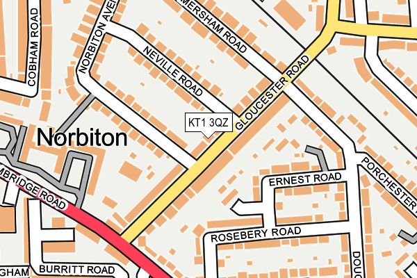 KT1 3QZ map - OS OpenMap – Local (Ordnance Survey)