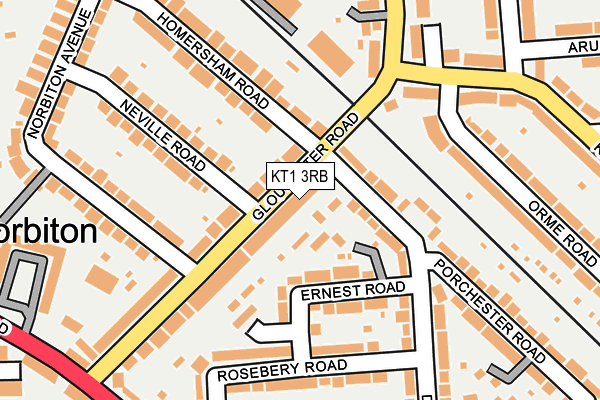 KT1 3RB map - OS OpenMap – Local (Ordnance Survey)