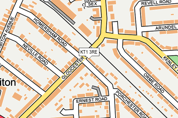 KT1 3RE map - OS OpenMap – Local (Ordnance Survey)