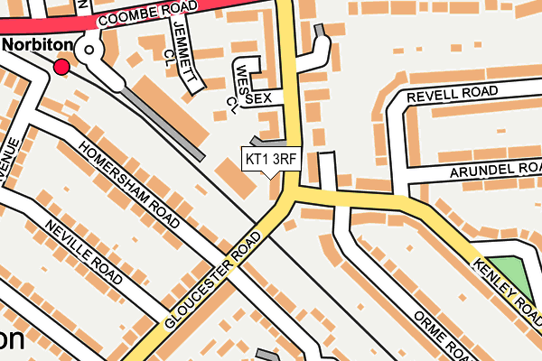 KT1 3RF map - OS OpenMap – Local (Ordnance Survey)