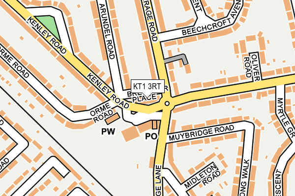 KT1 3RT map - OS OpenMap – Local (Ordnance Survey)