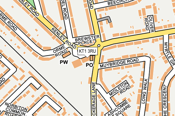 KT1 3RU map - OS OpenMap – Local (Ordnance Survey)