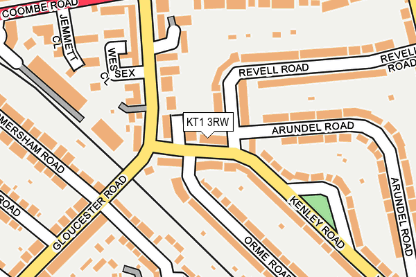 KT1 3RW map - OS OpenMap – Local (Ordnance Survey)