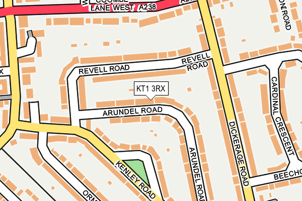 KT1 3RX map - OS OpenMap – Local (Ordnance Survey)