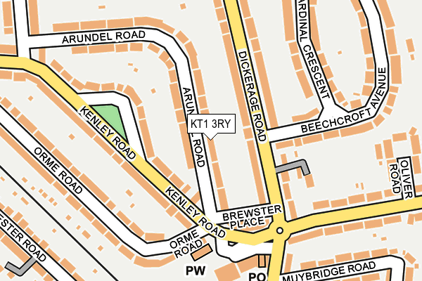 KT1 3RY map - OS OpenMap – Local (Ordnance Survey)
