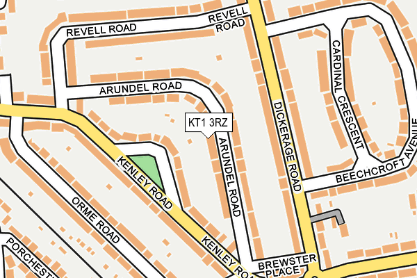KT1 3RZ map - OS OpenMap – Local (Ordnance Survey)