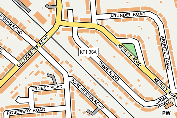 KT1 3SA map - OS OpenMap – Local (Ordnance Survey)