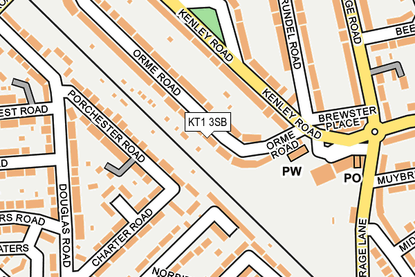 KT1 3SB map - OS OpenMap – Local (Ordnance Survey)