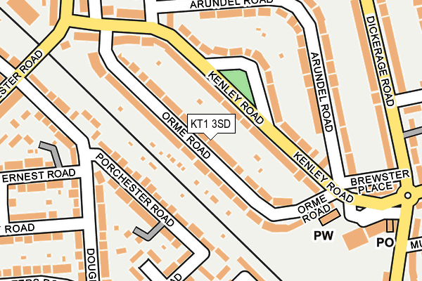 KT1 3SD map - OS OpenMap – Local (Ordnance Survey)