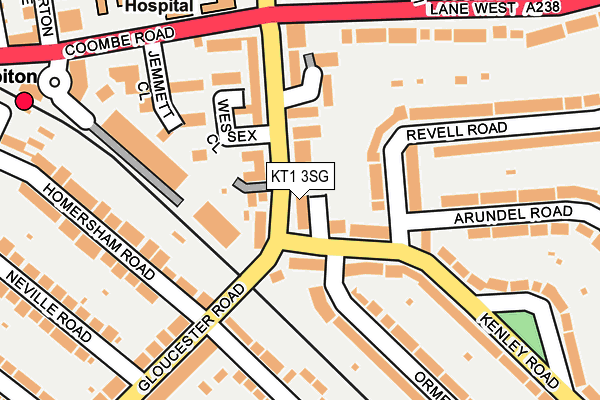 KT1 3SG map - OS OpenMap – Local (Ordnance Survey)