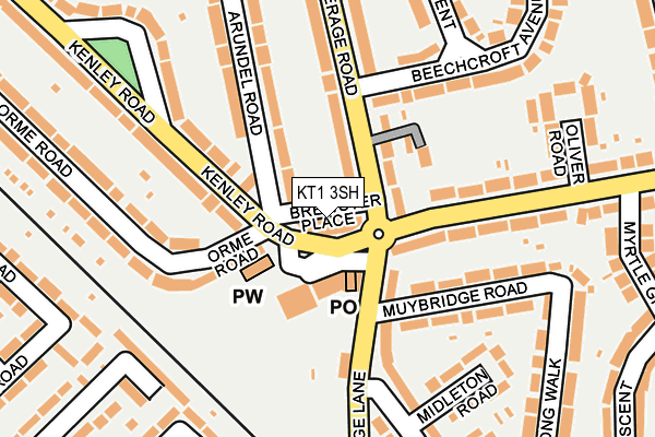 KT1 3SH map - OS OpenMap – Local (Ordnance Survey)