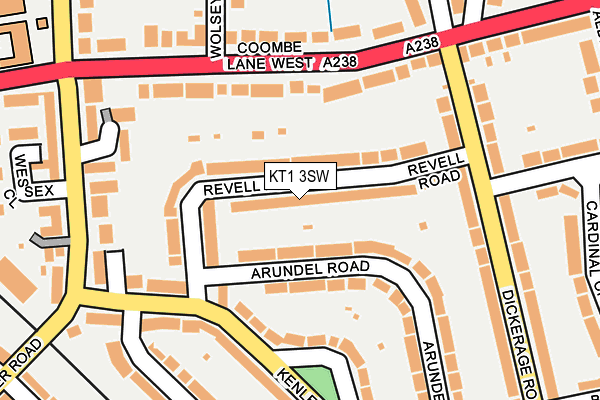 KT1 3SW map - OS OpenMap – Local (Ordnance Survey)