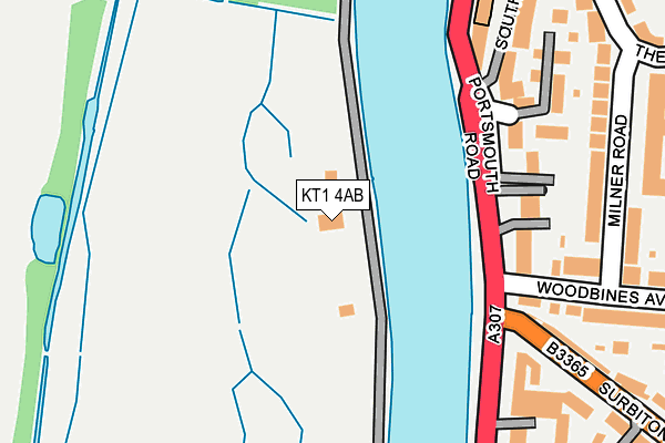 KT1 4AB map - OS OpenMap – Local (Ordnance Survey)