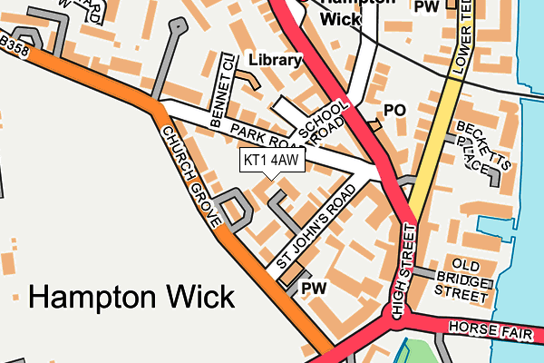 KT1 4AW map - OS OpenMap – Local (Ordnance Survey)