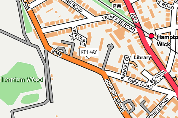 KT1 4AY map - OS OpenMap – Local (Ordnance Survey)