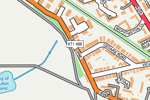 KT1 4BB map - OS OpenMap – Local (Ordnance Survey)