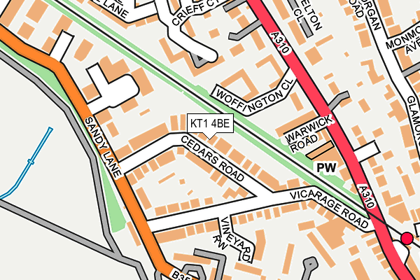 KT1 4BE map - OS OpenMap – Local (Ordnance Survey)