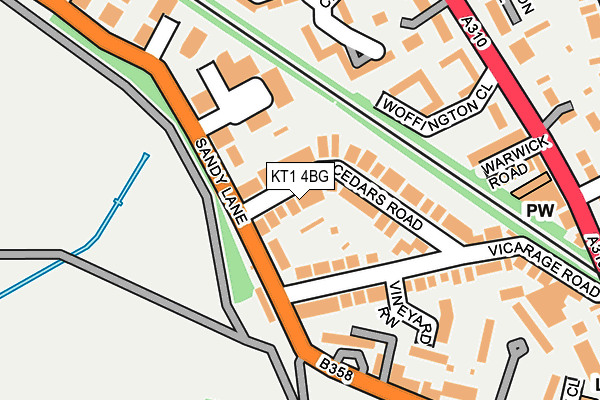 KT1 4BG map - OS OpenMap – Local (Ordnance Survey)