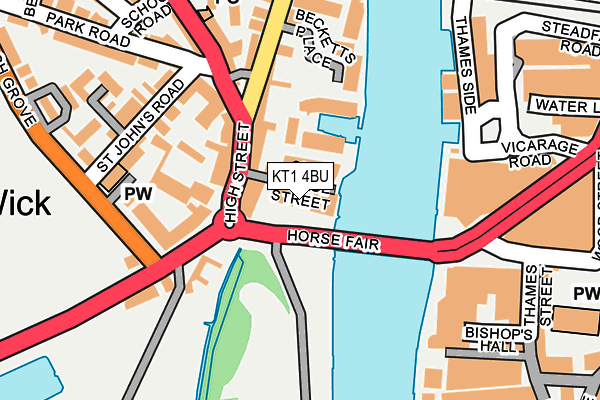 KT1 4BU map - OS OpenMap – Local (Ordnance Survey)