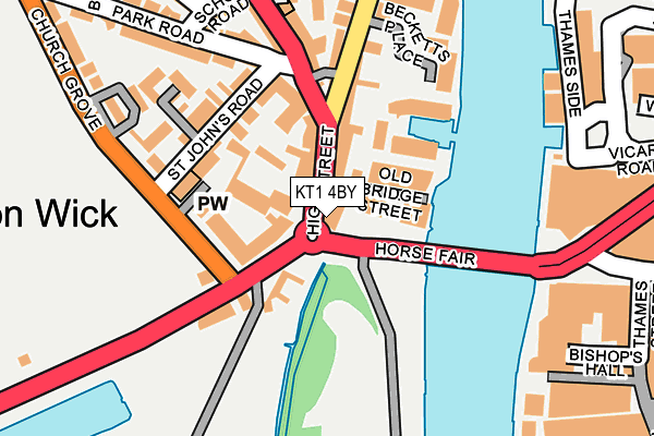 KT1 4BY map - OS OpenMap – Local (Ordnance Survey)