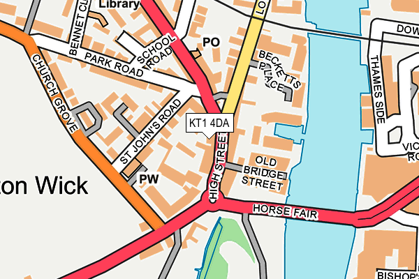 KT1 4DA map - OS OpenMap – Local (Ordnance Survey)