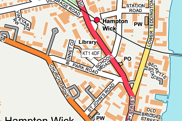 KT1 4DF map - OS OpenMap – Local (Ordnance Survey)