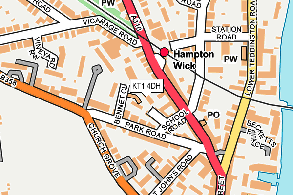 KT1 4DH map - OS OpenMap – Local (Ordnance Survey)