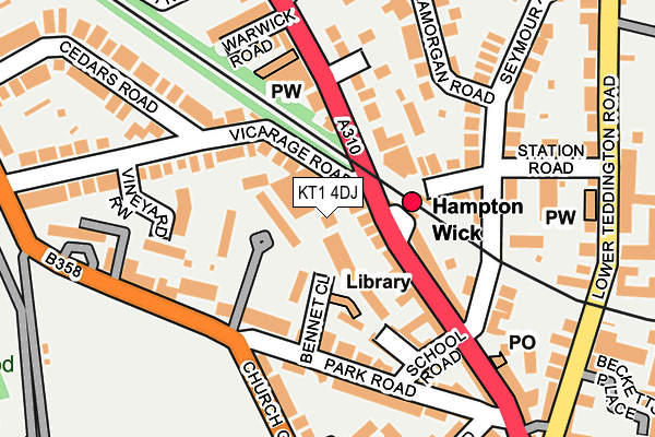 KT1 4DJ map - OS OpenMap – Local (Ordnance Survey)