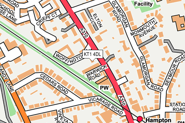 KT1 4DL map - OS OpenMap – Local (Ordnance Survey)