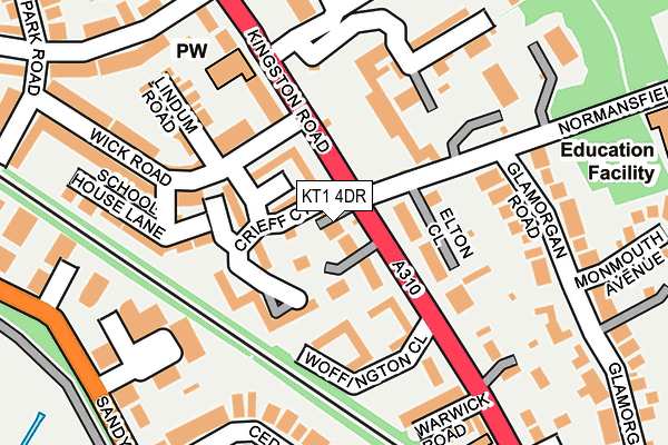 KT1 4DR map - OS OpenMap – Local (Ordnance Survey)