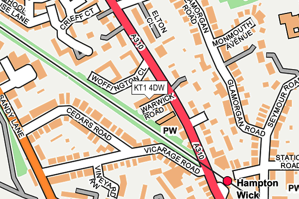 KT1 4DW map - OS OpenMap – Local (Ordnance Survey)