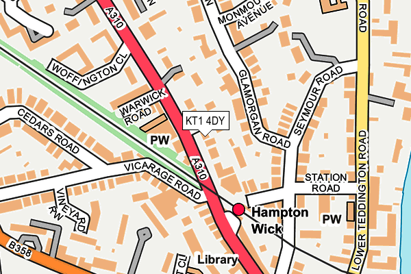 KT1 4DY map - OS OpenMap – Local (Ordnance Survey)
