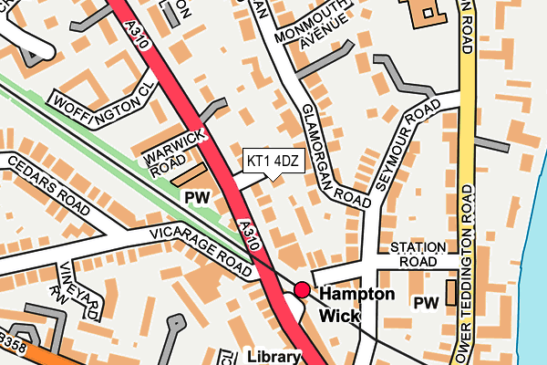KT1 4DZ map - OS OpenMap – Local (Ordnance Survey)