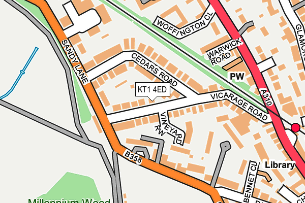 KT1 4ED map - OS OpenMap – Local (Ordnance Survey)