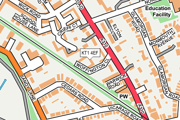 KT1 4EF map - OS OpenMap – Local (Ordnance Survey)