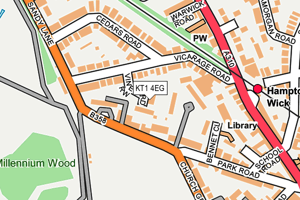 KT1 4EG map - OS OpenMap – Local (Ordnance Survey)