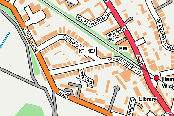 KT1 4EJ map - OS OpenMap – Local (Ordnance Survey)