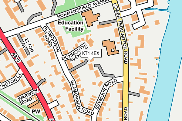 KT1 4EX map - OS OpenMap – Local (Ordnance Survey)