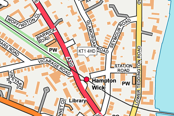 KT1 4HD map - OS OpenMap – Local (Ordnance Survey)
