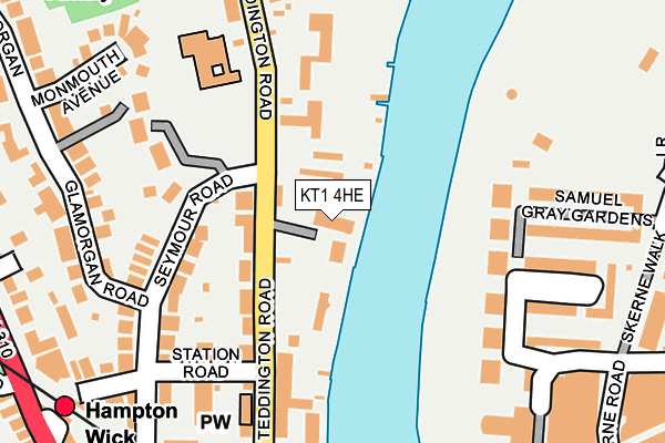 KT1 4HE map - OS OpenMap – Local (Ordnance Survey)