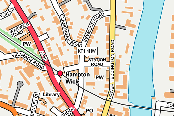 KT1 4HW map - OS OpenMap – Local (Ordnance Survey)