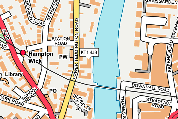 KT1 4JB map - OS OpenMap – Local (Ordnance Survey)