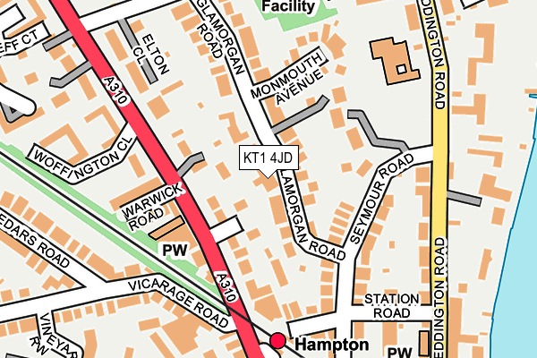 KT1 4JD map - OS OpenMap – Local (Ordnance Survey)