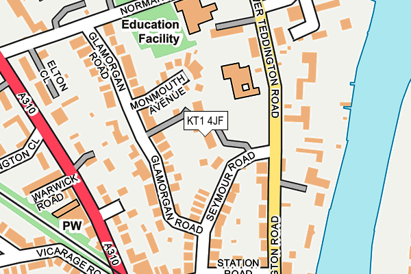 KT1 4JF map - OS OpenMap – Local (Ordnance Survey)