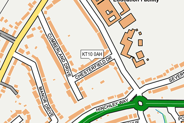KT10 0AH map - OS OpenMap – Local (Ordnance Survey)
